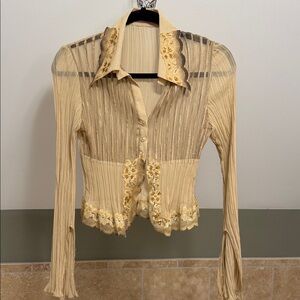 Chic Beige Lace Women's Blouse